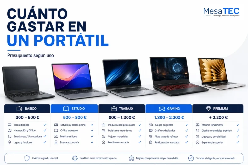 Cuánto gastar en un portátil — guía MesaTEC 2026
