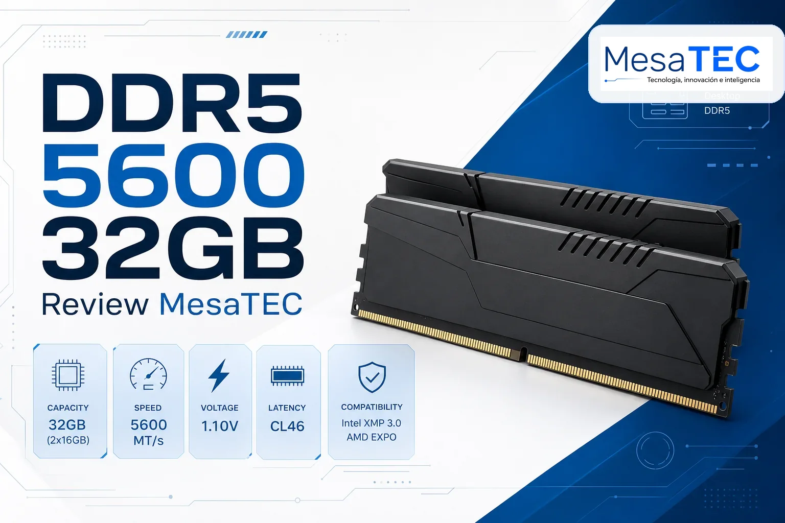 Crucial Pro DDR5 5600 32GB — imagen editorial MesaTEC