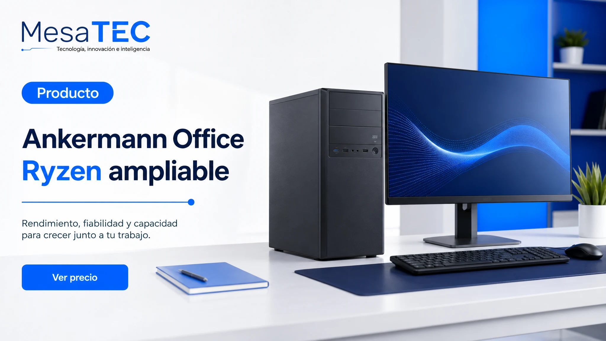 Ankermann Office Ryzen en imagen de producto MesaTEC generada con Image 2.0