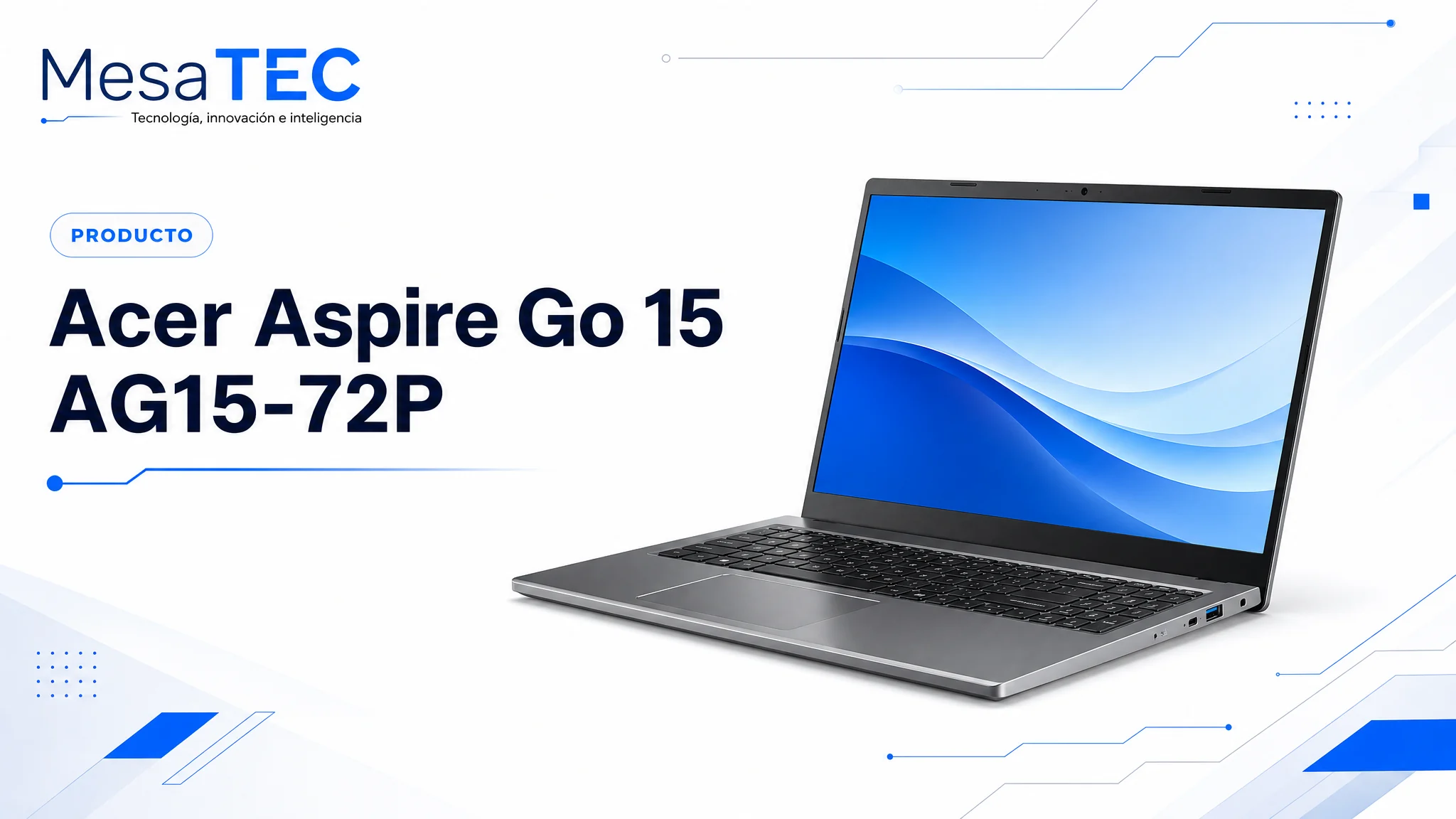 Acer Aspire Go 15 AG15-72P en imagen de producto MesaTEC generada con Image 2.0