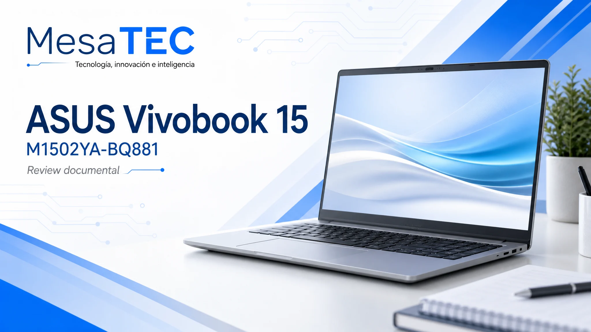 ASUS Vivobook 15 M1502YA-BQ881 en imagen de producto MesaTEC generada con Image 2.0