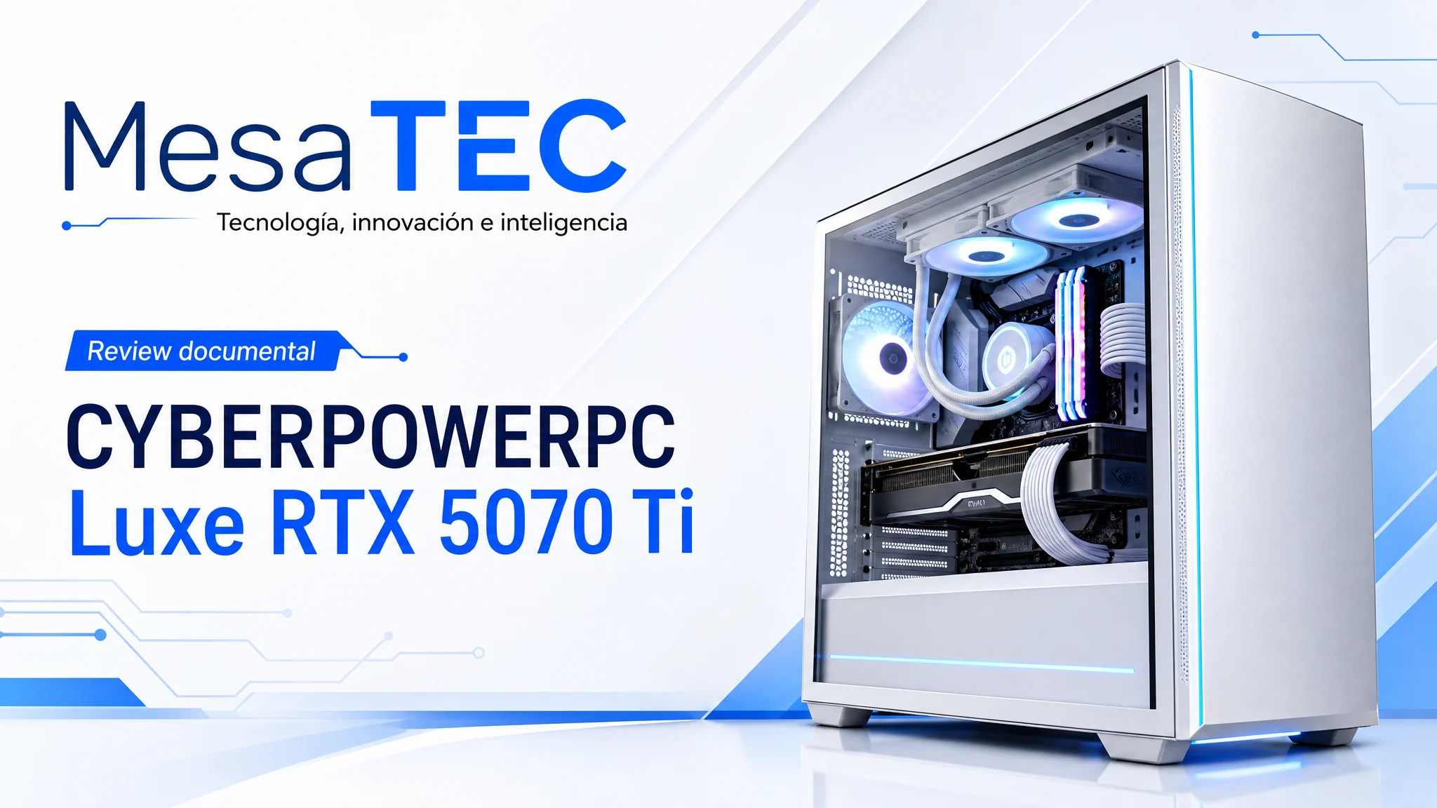 CYBERPOWERPC Luxe RTX 5070 Ti en imagen de producto MesaTEC generada con Image 2.0