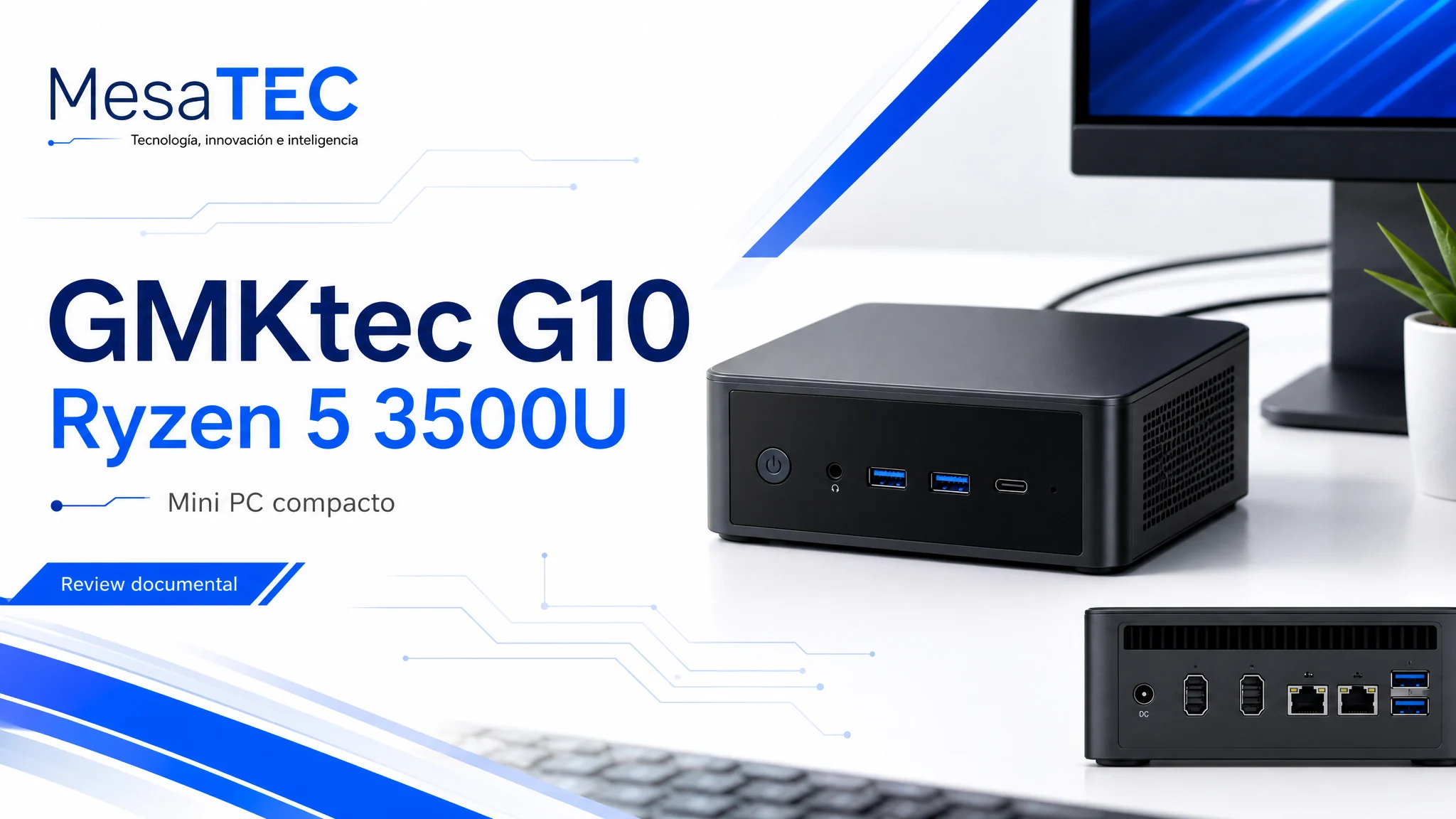 GMKtec G10 Ryzen 5 3500U en imagen de producto MesaTEC generada con Image 2.0