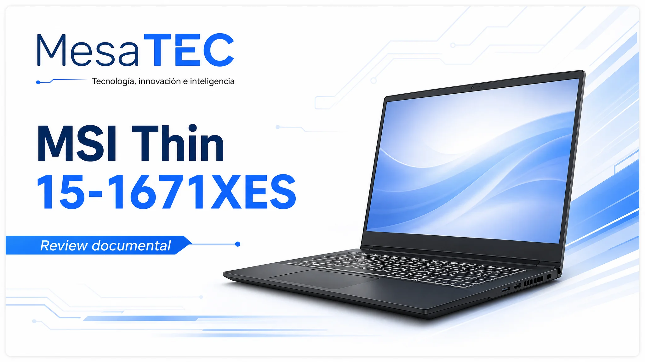 MSI Thin 15-1671XES en imagen de producto MesaTEC generada con Image 2.0