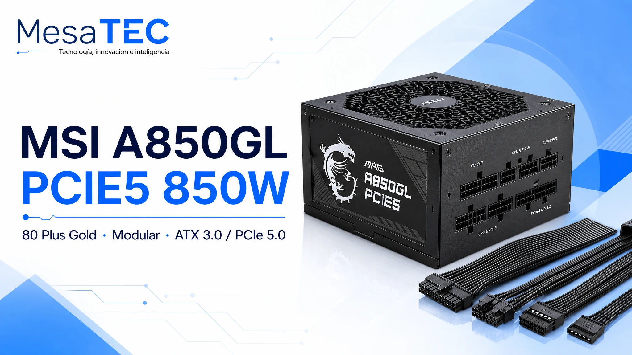 MSI A850GL PCIE5 850W en imagen de compra MesaTEC generada con Image 2.0