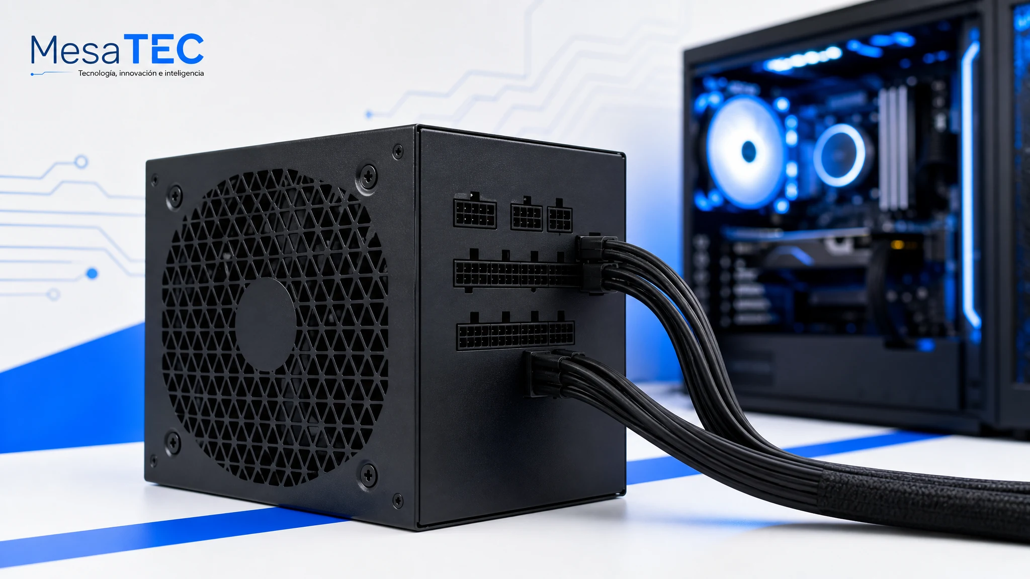 Corsair RM850e 2025 850W en imagen de compra MesaTEC generada con Image 2.0
