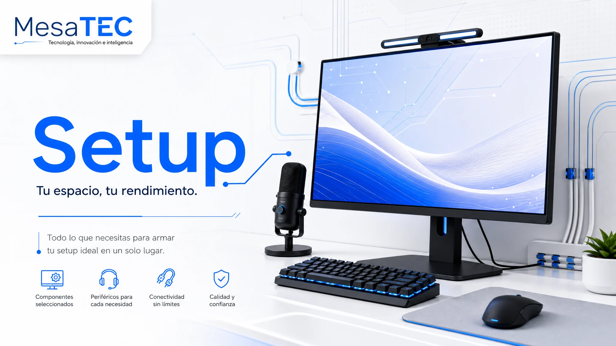Setup MesaTEC — escritorio, periféricos y videollamadas dentro de Informática