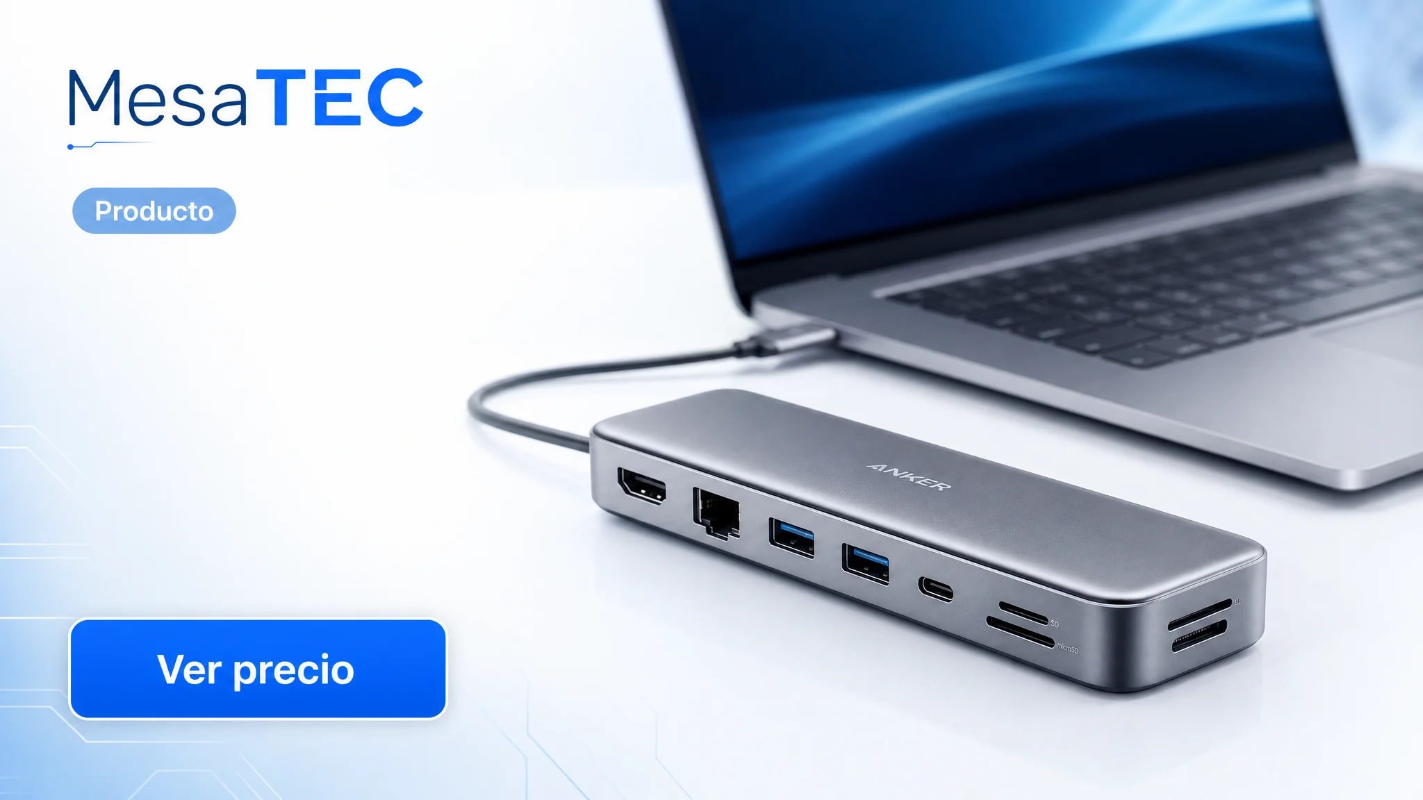 Anker 555 USB-C Hub en imagen de producto MesaTEC generada con Image 2.0