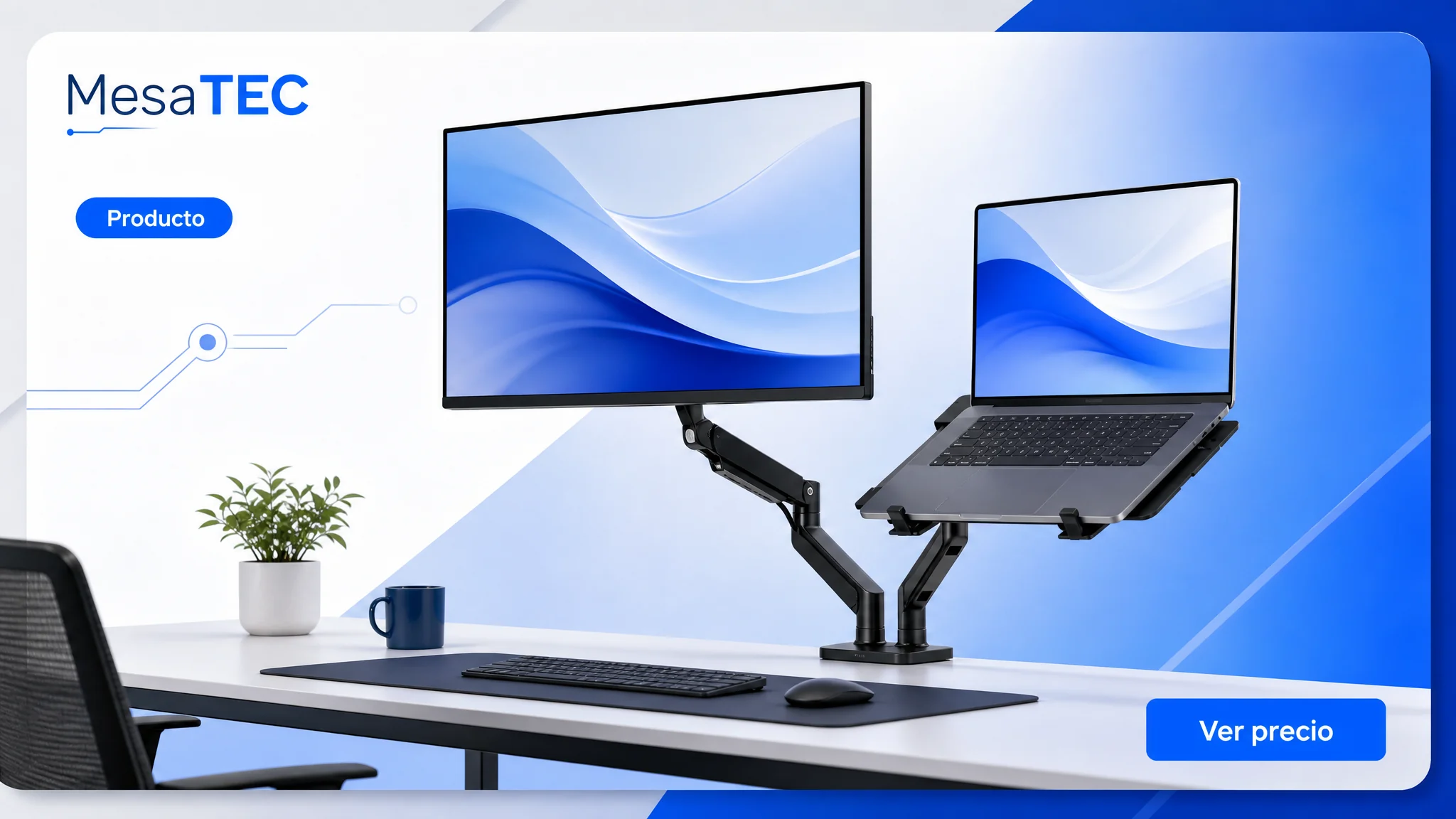 HUANUO monitor + portátil en imagen de producto MesaTEC generada con Image 2.0