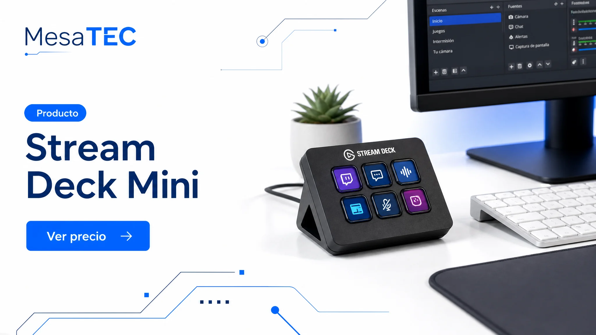 Elgato Stream Deck Mini en imagen de producto MesaTEC generada con Image 2.0