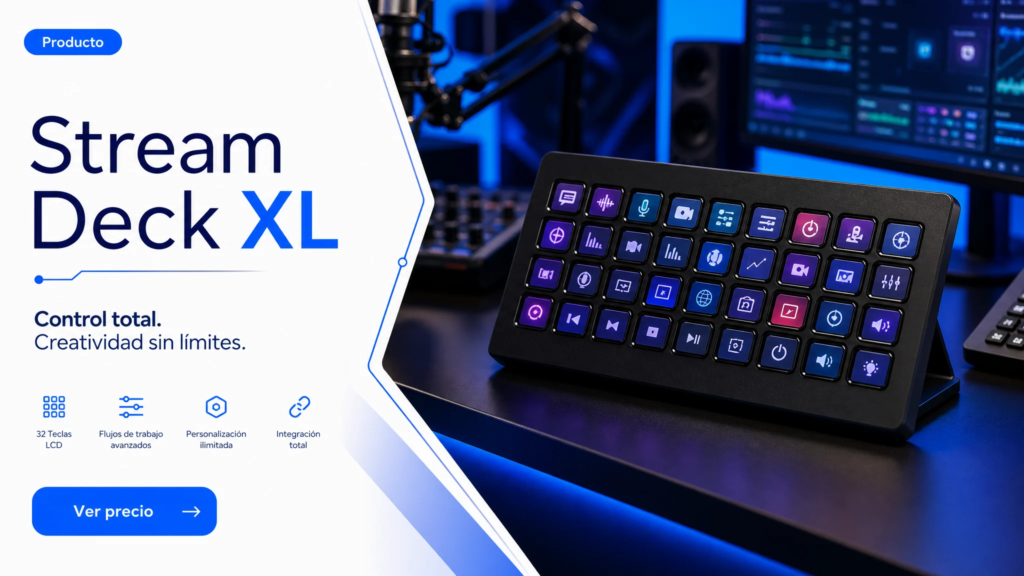 Elgato Stream Deck XL en imagen de producto MesaTEC generada con Image 2.0