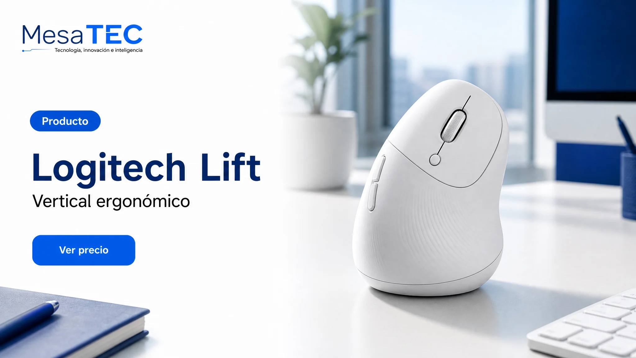 Logitech Lift en imagen de producto MesaTEC generada con Image 2.0