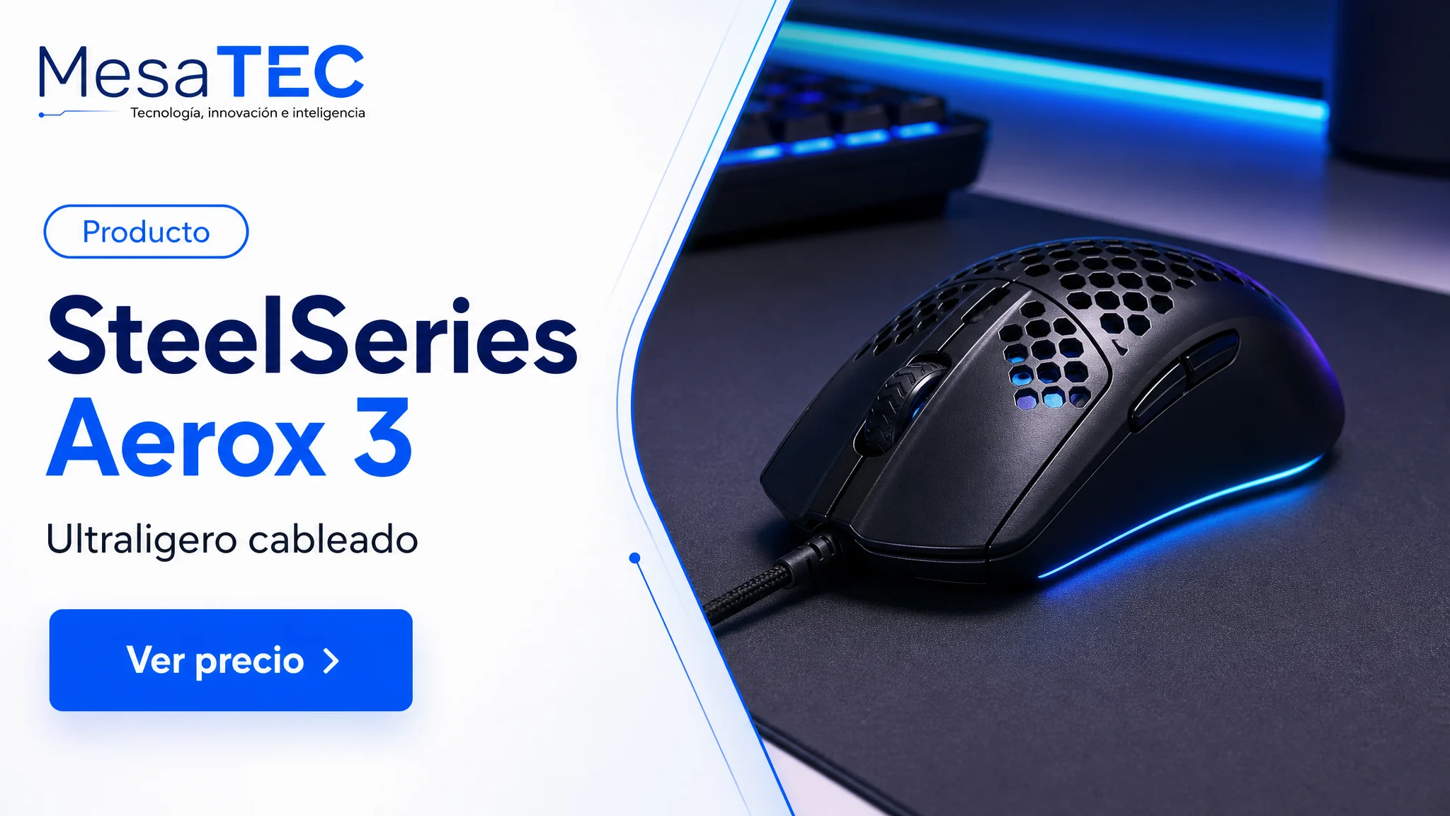 SteelSeries Aerox 3 en imagen de producto MesaTEC generada con Image 2.0