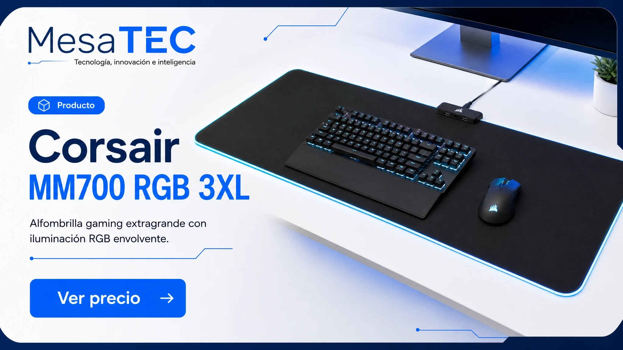 Corsair MM700 RGB 3XL en imagen de producto MesaTEC generada con Image 2.0