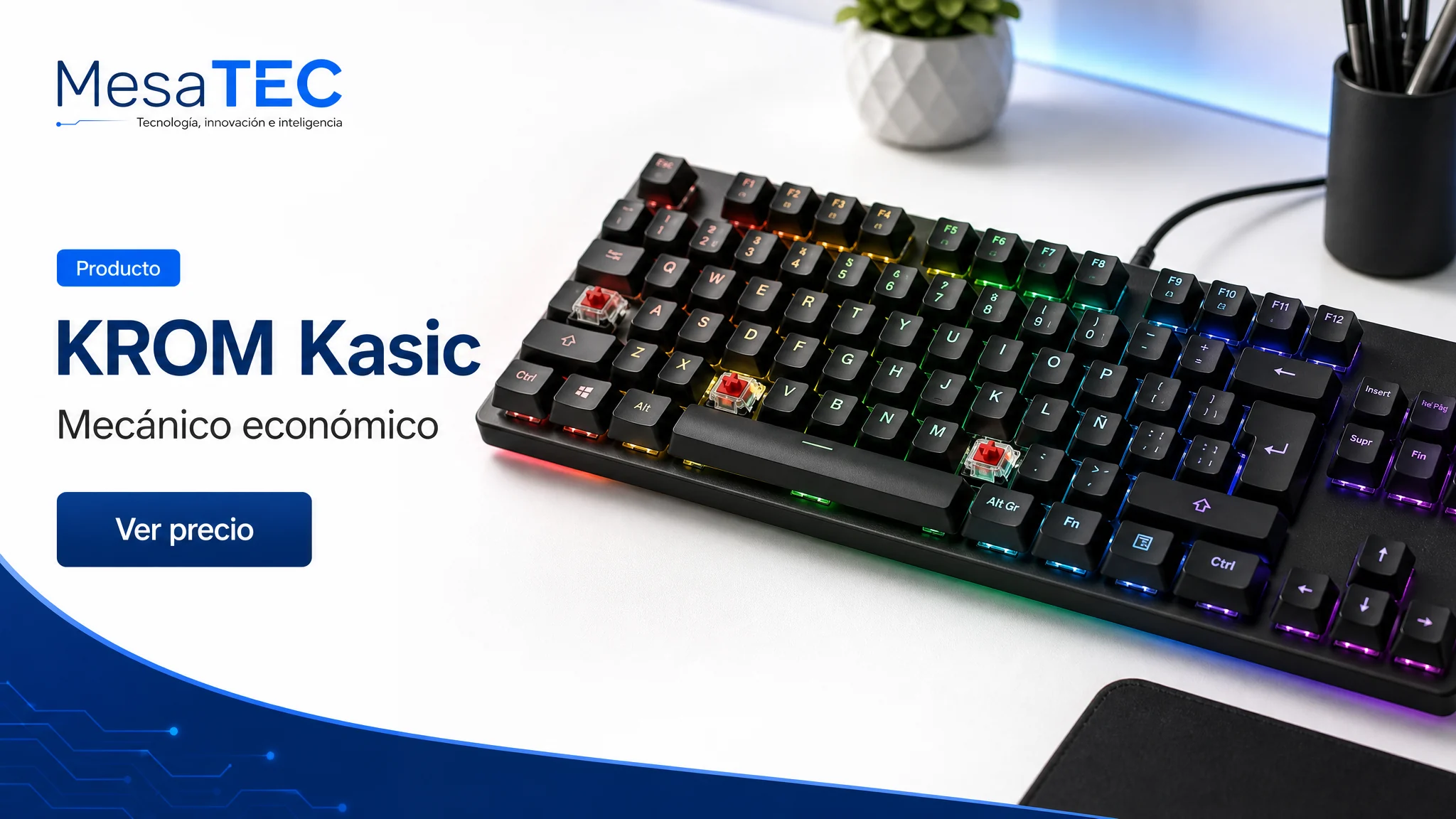 KROM Kasic en imagen de producto MesaTEC generada con Image 2.0