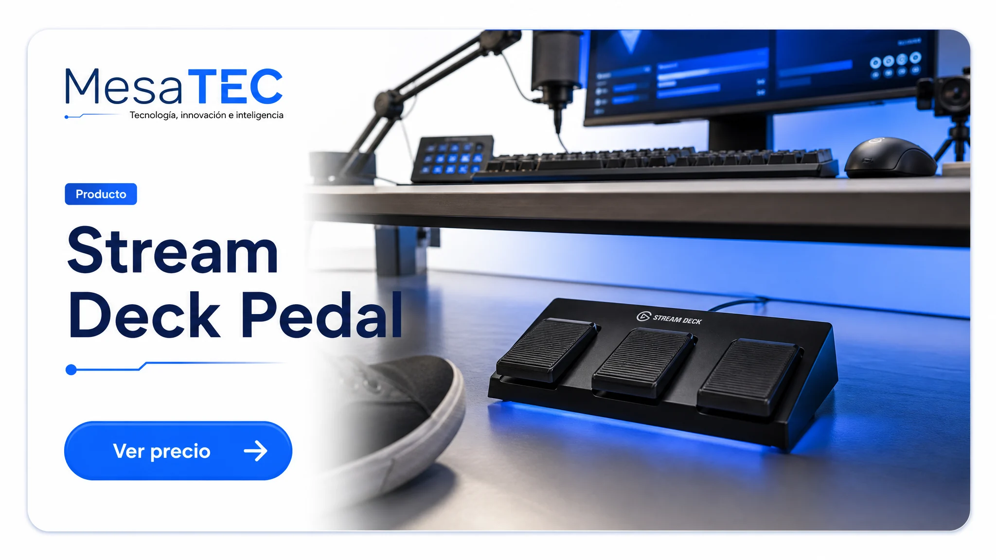 Elgato Stream Deck Pedal en imagen de producto MesaTEC generada con Image 2.0