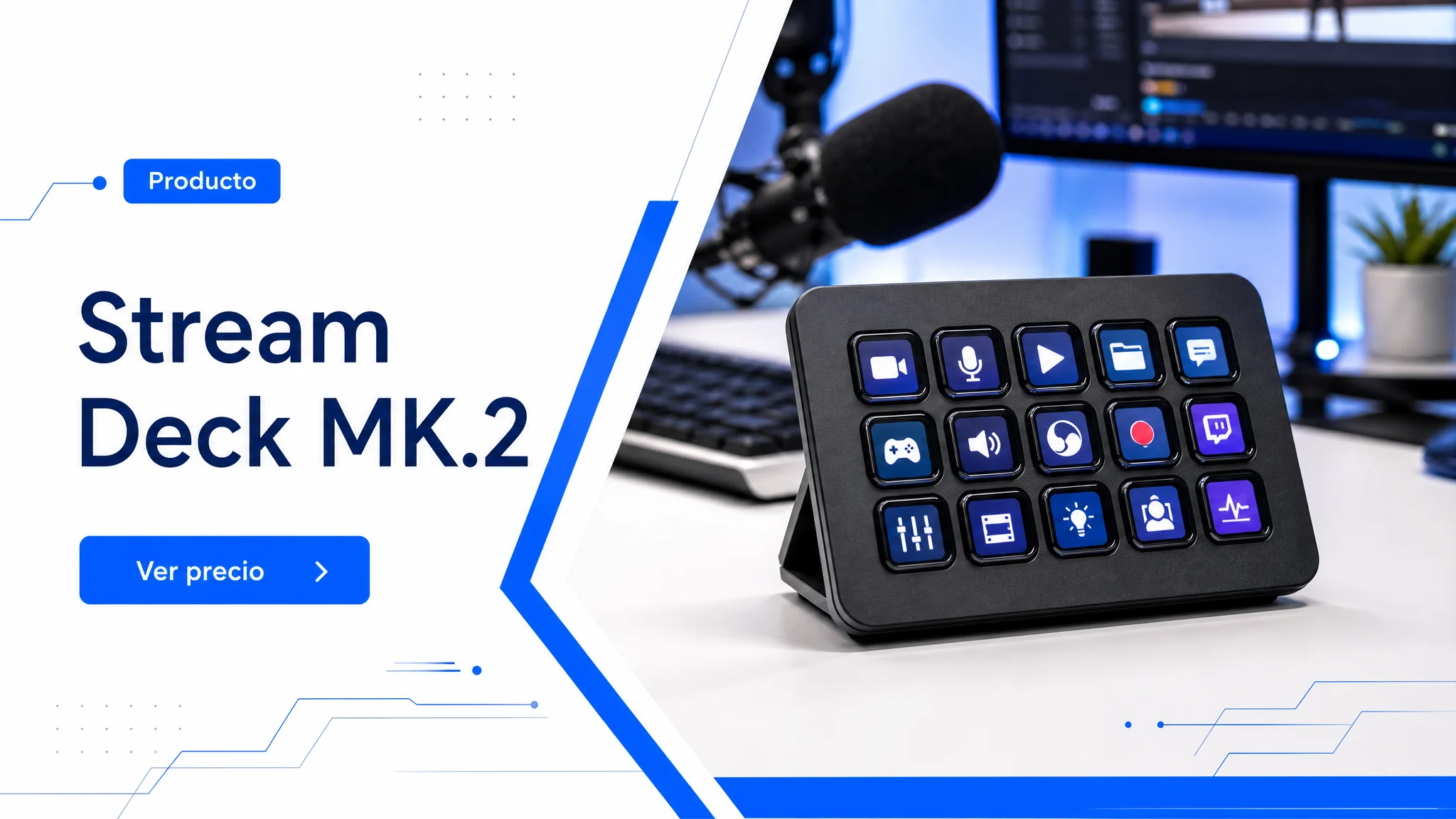 Elgato Stream Deck MK.2 en imagen de producto MesaTEC generada con Image 2.0