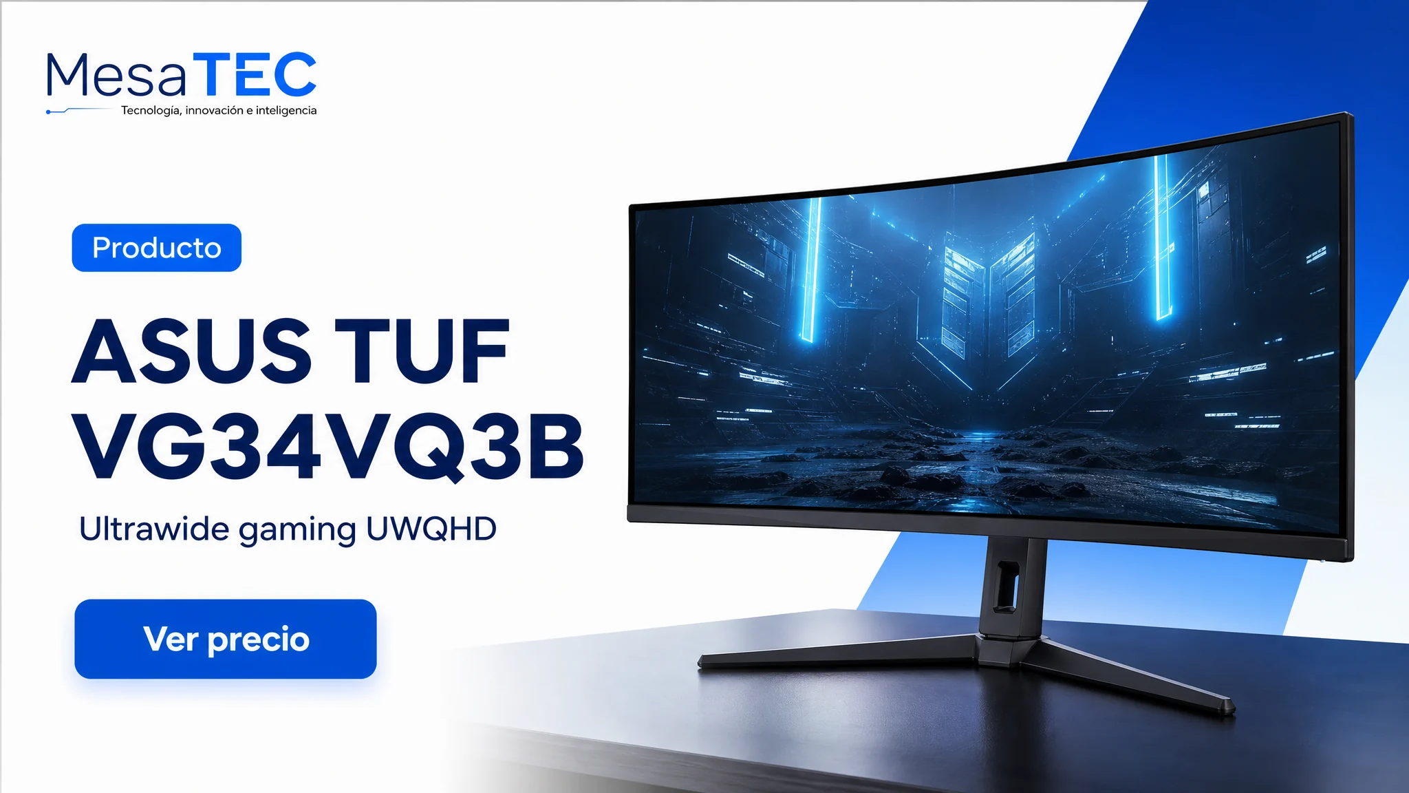 ASUS TUF VG34VQ3B en imagen de producto MesaTEC generada con Image 2.0