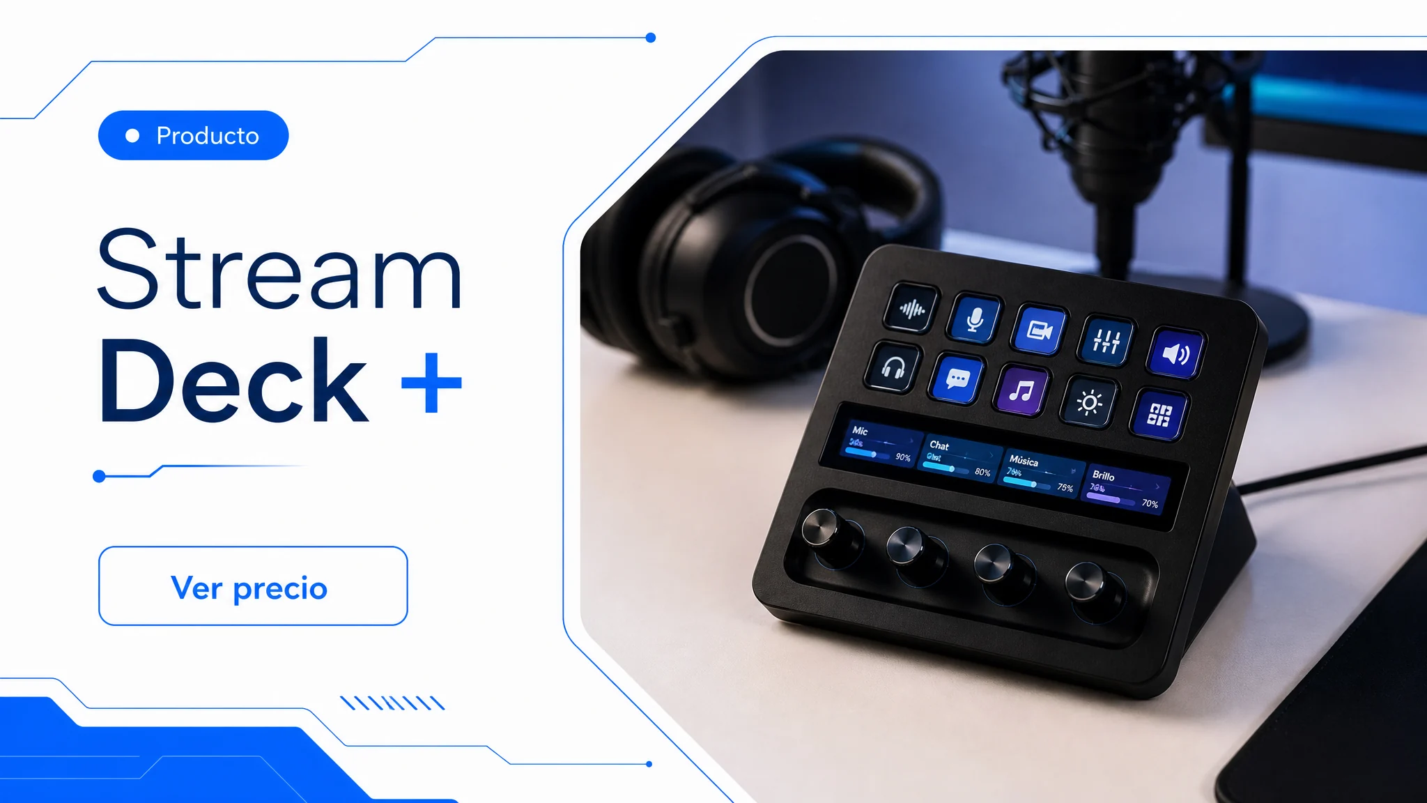 Elgato Stream Deck + en imagen de producto MesaTEC generada con Image 2.0