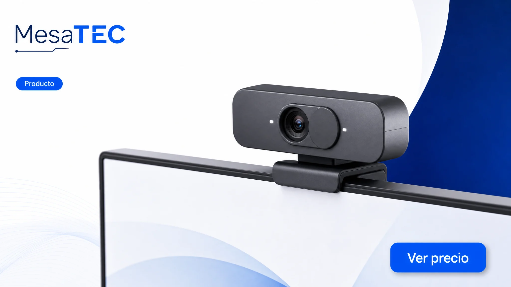 Logitech Brio 100 en imagen de producto MesaTEC generada con Image 2.0