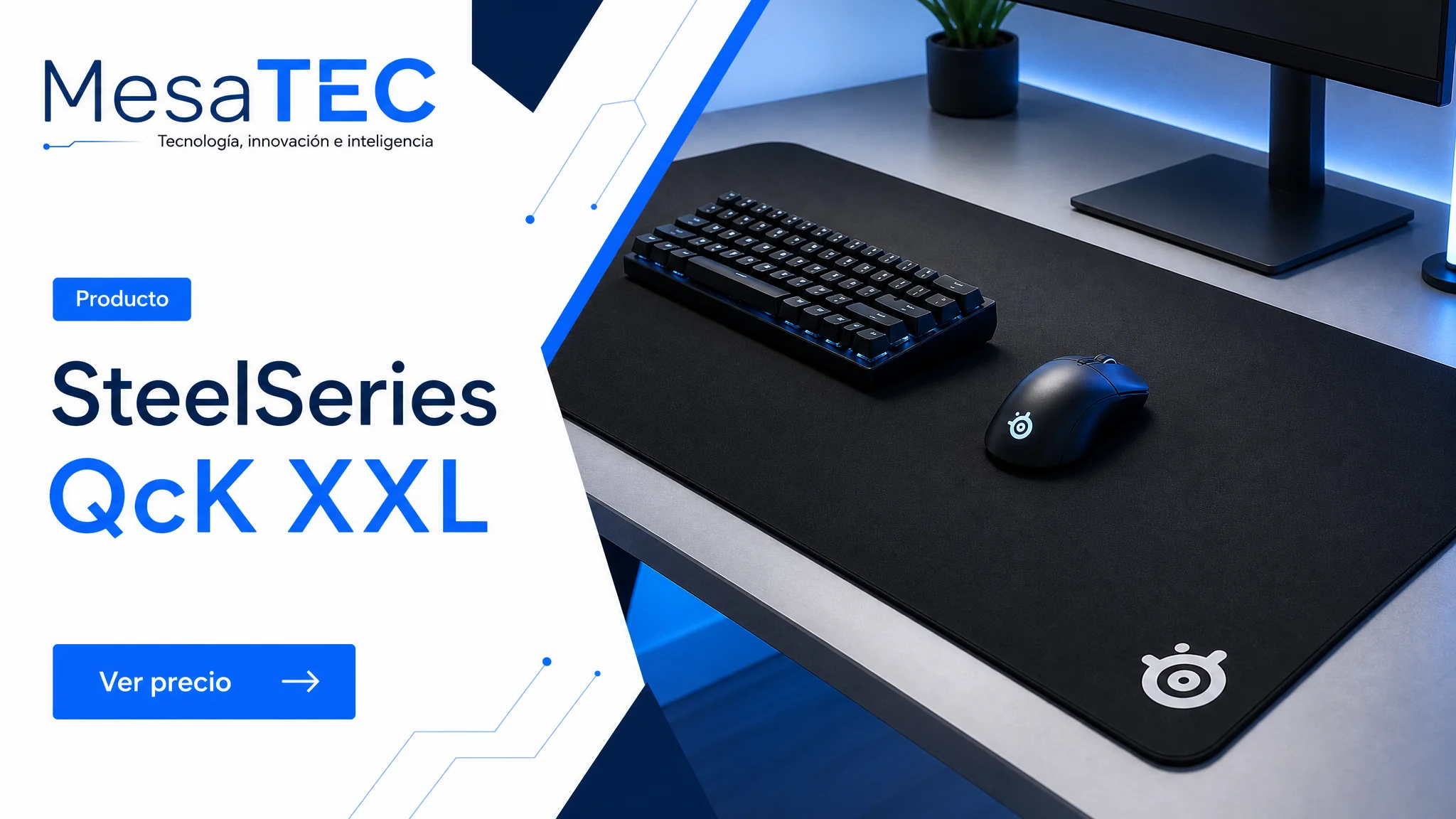 SteelSeries QcK XXL en imagen de producto MesaTEC generada con Image 2.0