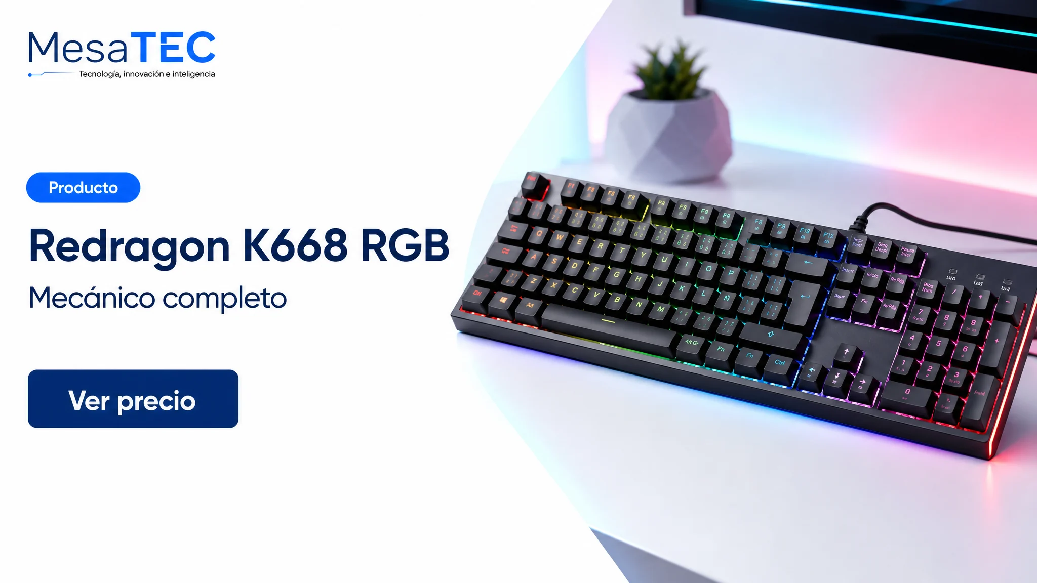 Redragon K668 RGB en imagen de producto MesaTEC generada con Image 2.0