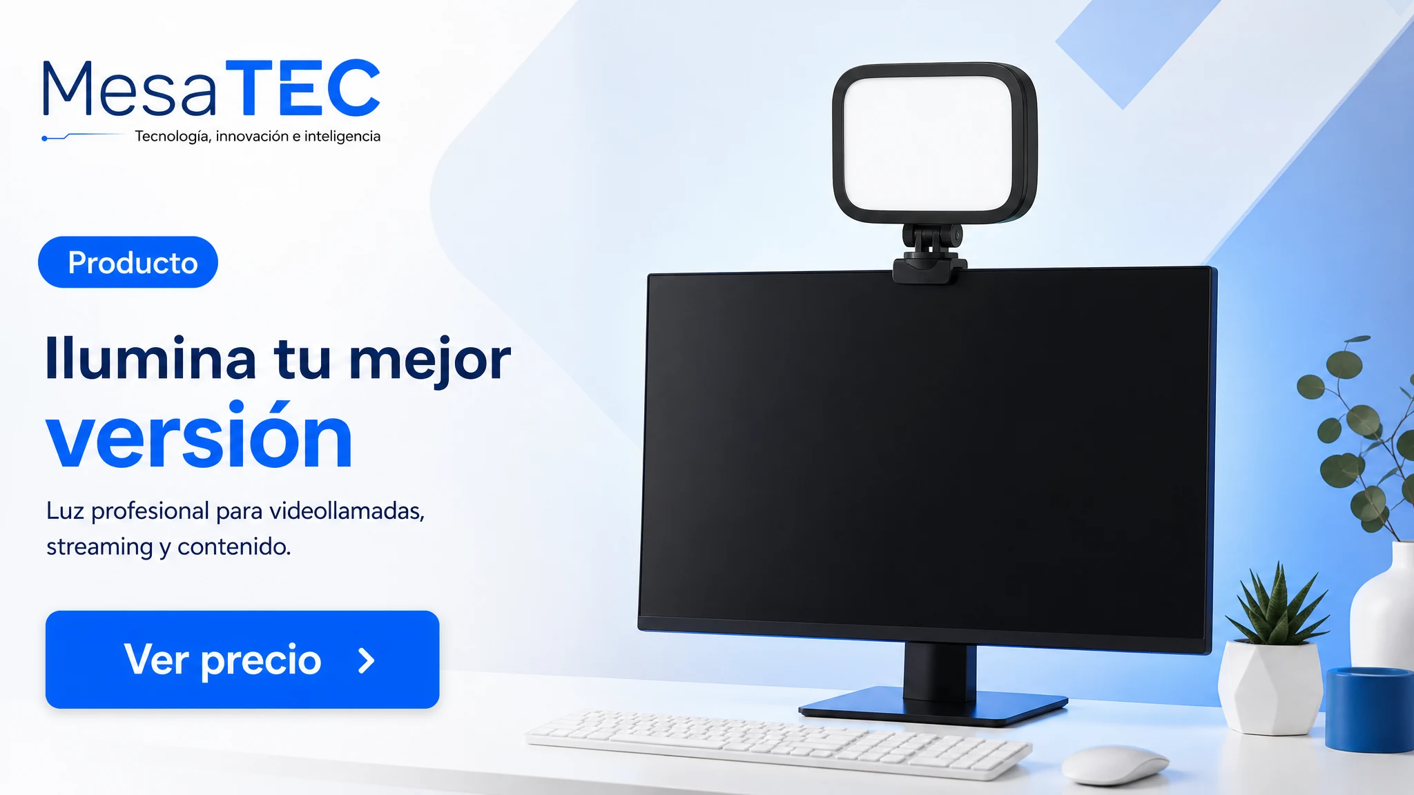 Elgato Key Light Neo Negro en imagen de producto MesaTEC generada con Image 2.0