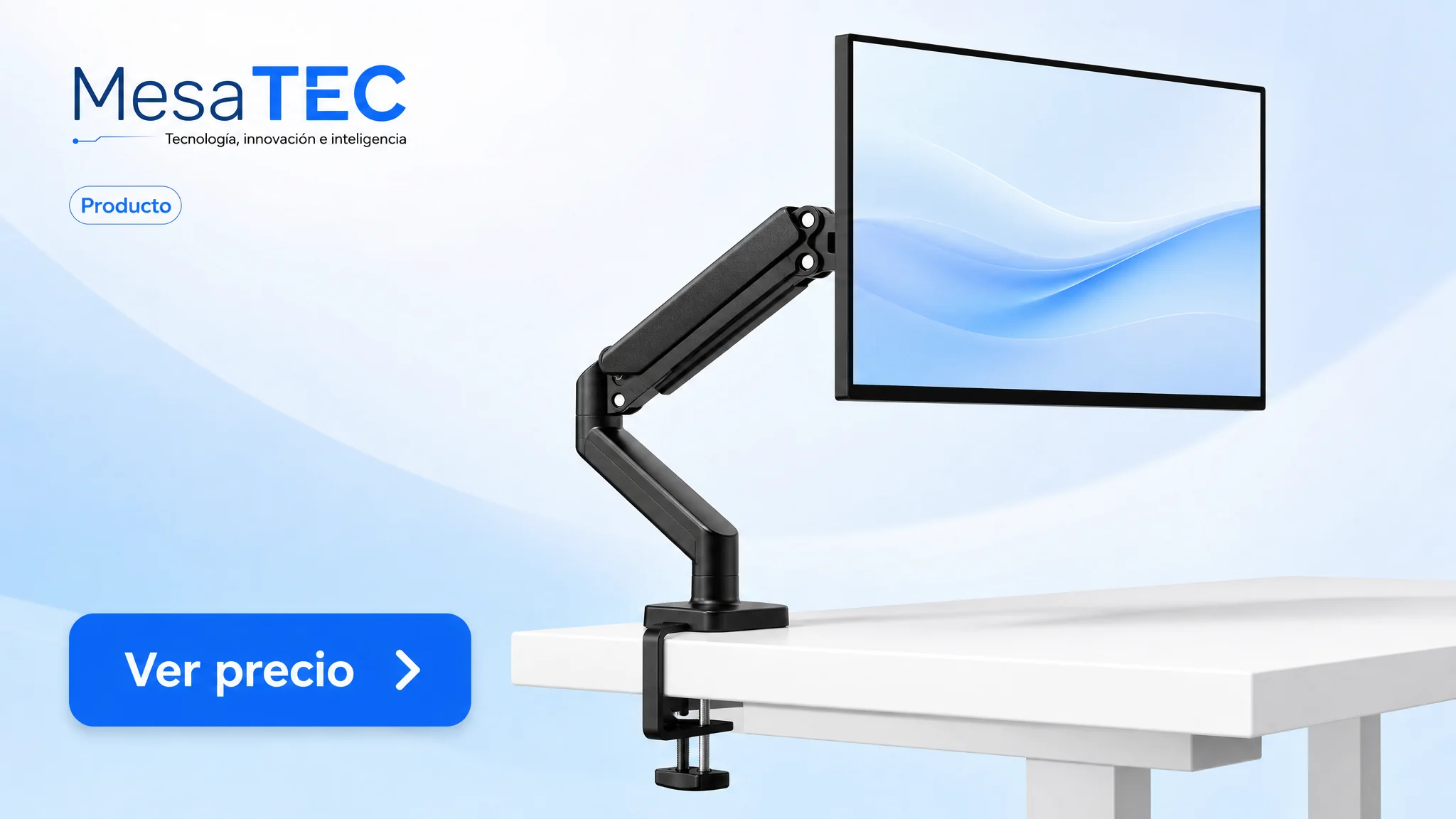 HUANUO brazo monitor 13-32" en imagen de producto MesaTEC generada con Image 2.0