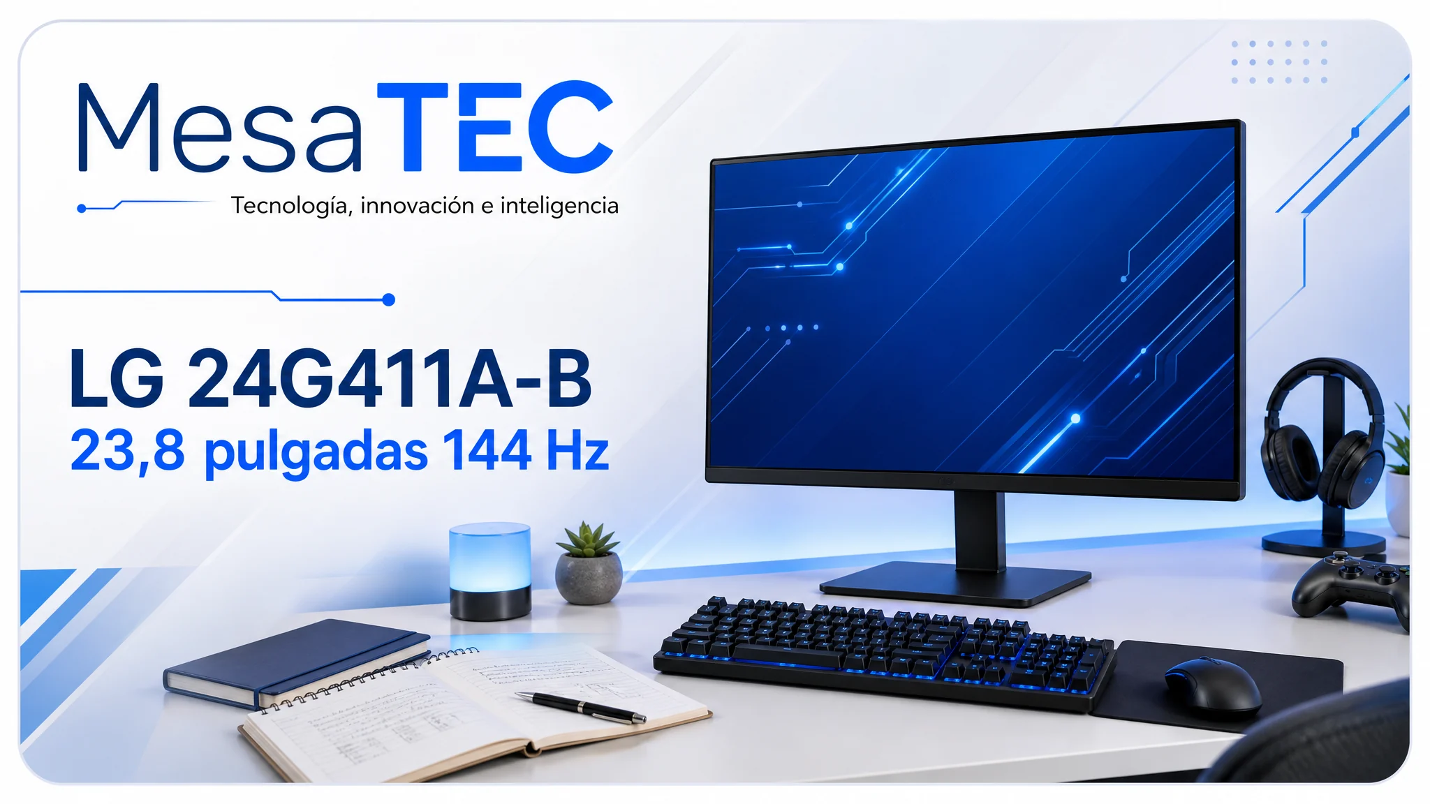 LG 24G411A-B en imagen de producto MesaTEC generada con Image 2.0
