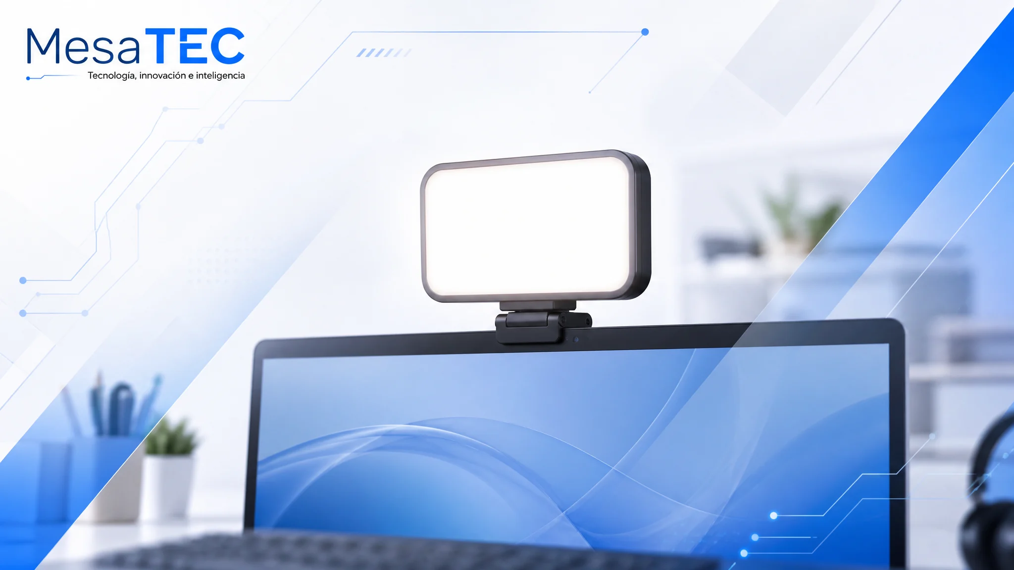 Logitech Litra Glow en imagen de producto MesaTEC generada con Image 2.0