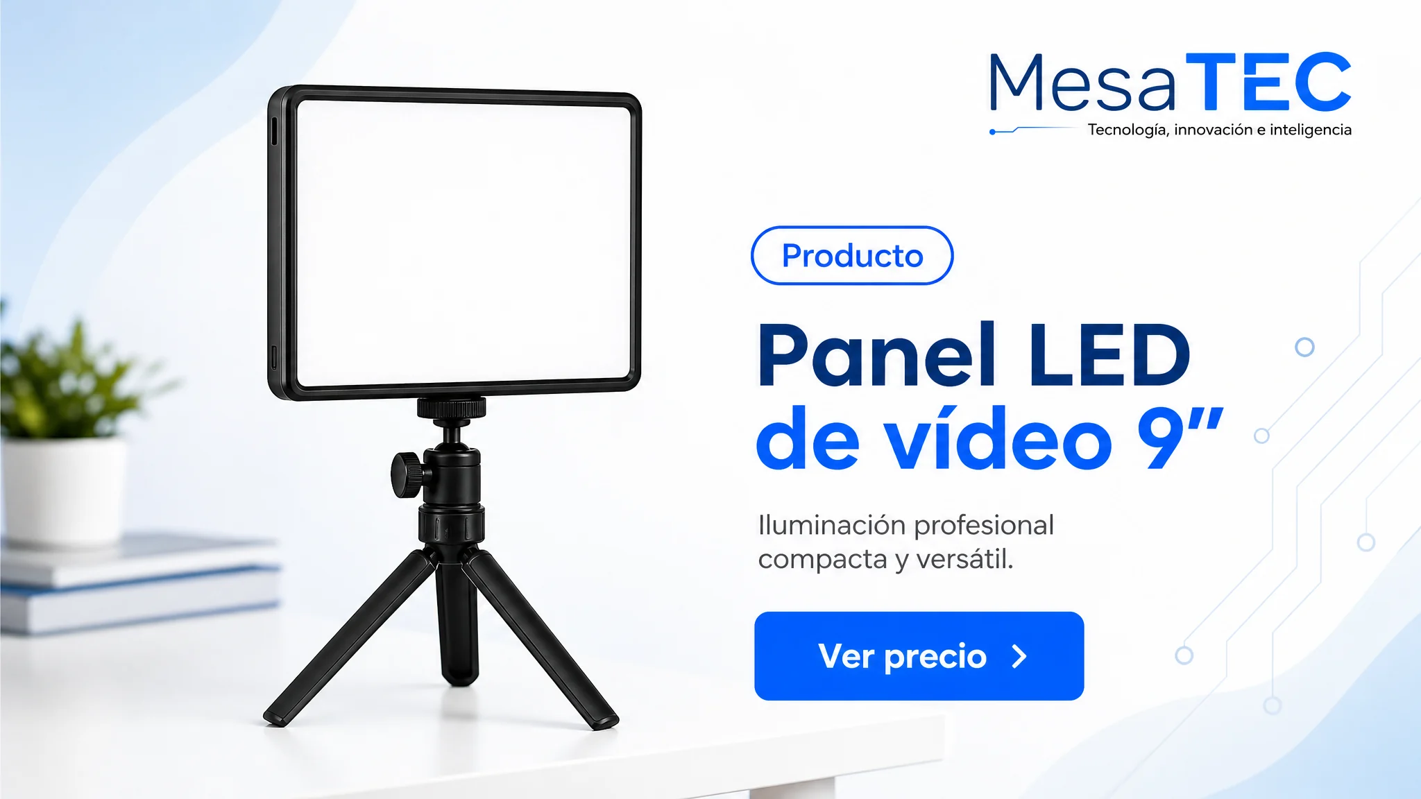 NEEWER panel LED 9" en imagen de producto MesaTEC generada con Image 2.0