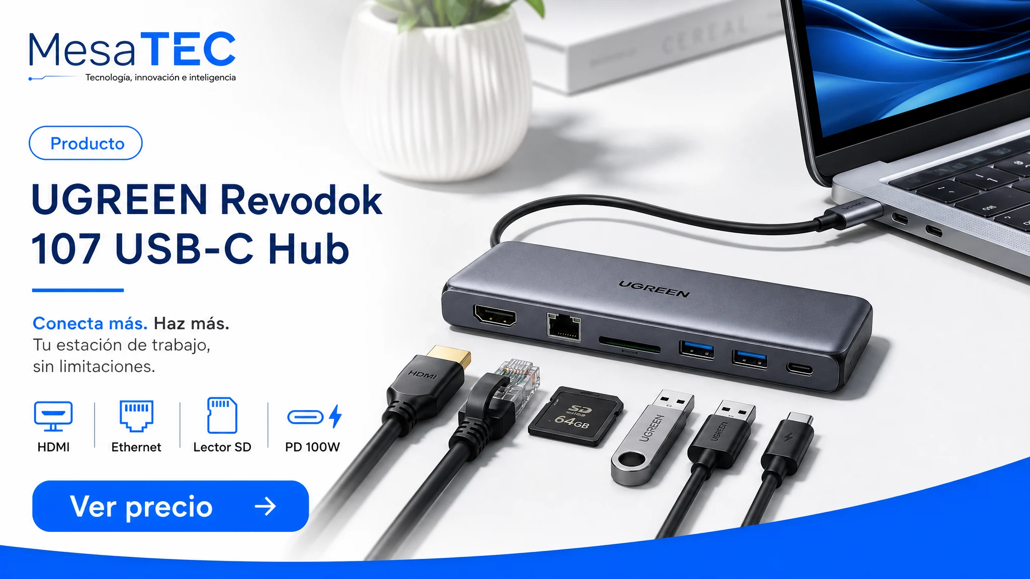 UGREEN Revodok 107 en imagen de producto MesaTEC generada con Image 2.0