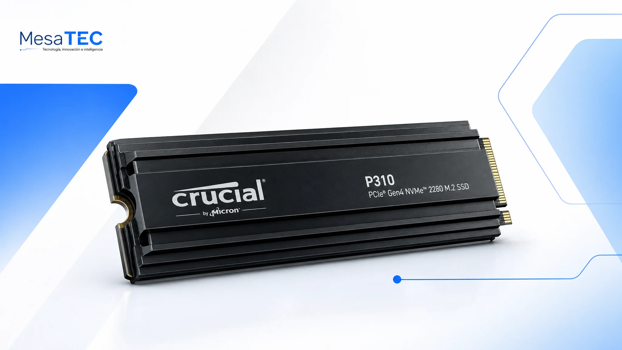 Crucial P310 2TB con disipador en imagen de compra MesaTEC generada con Image 2.0