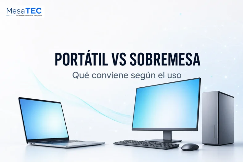 Portátil vs sobremesa — comparativa MesaTEC sin marco azul