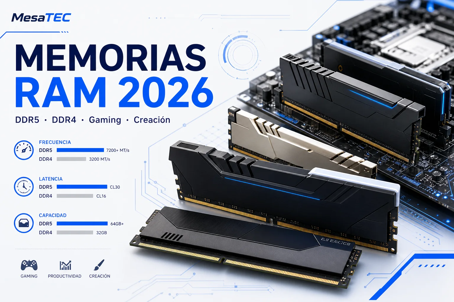 Memoria RAM — imagen editorial MesaTEC