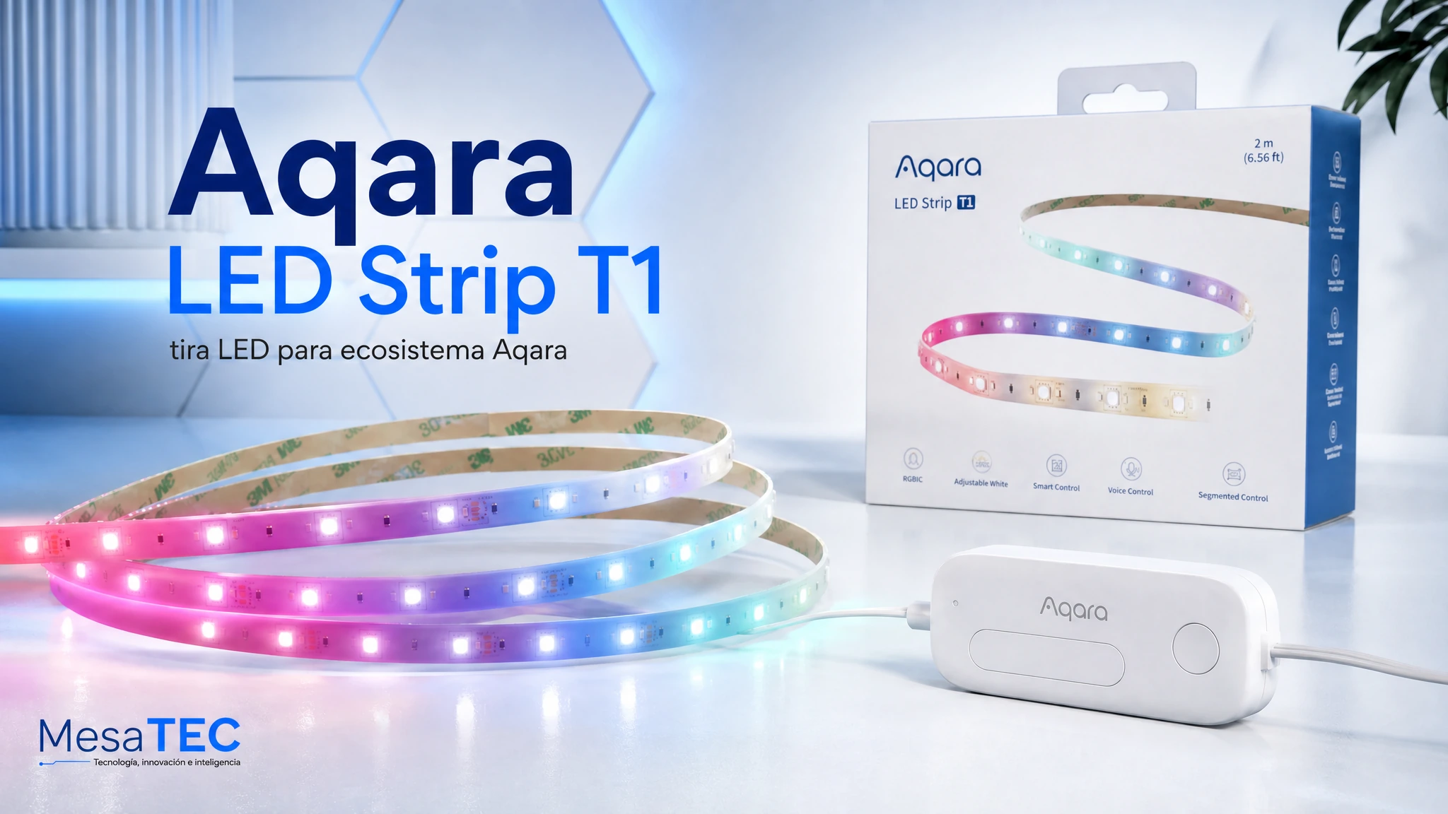 Aqara LED Strip T1 - imagen MesaTEC con marca real del producto como referencia