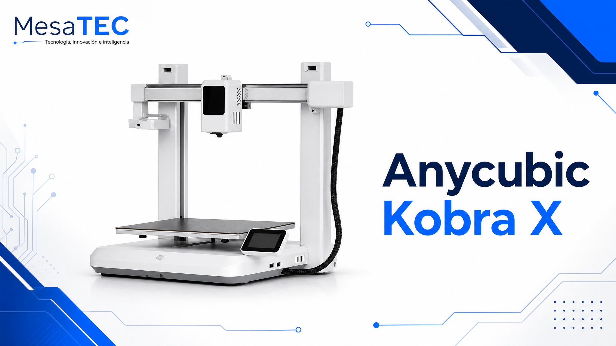Anycubic Kobra X - imagen MesaTEC con texto integrado y logo editorial
