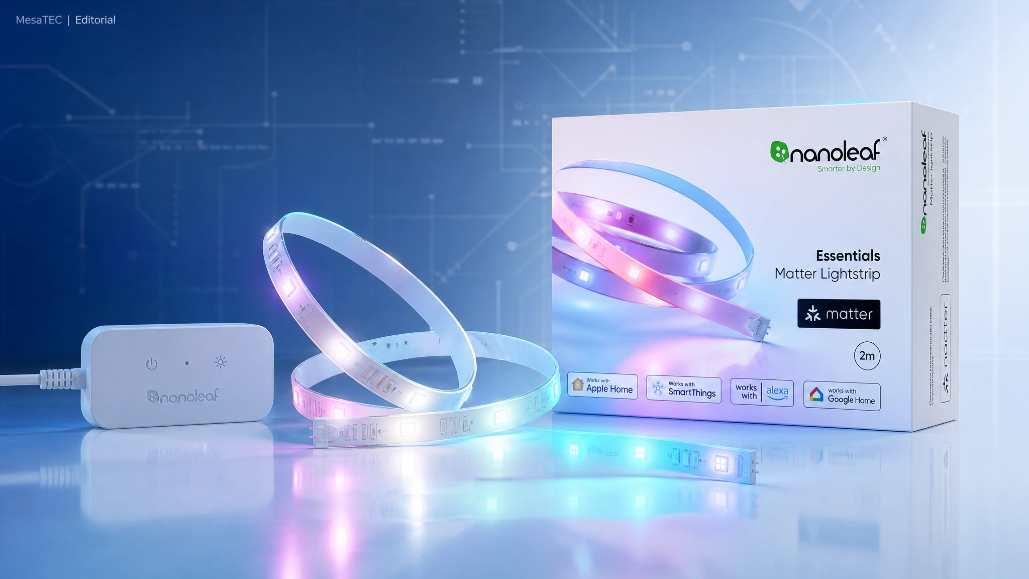 Nanoleaf Essentials Matter Lightstrip - imagen MesaTEC con marca real del producto como referencia