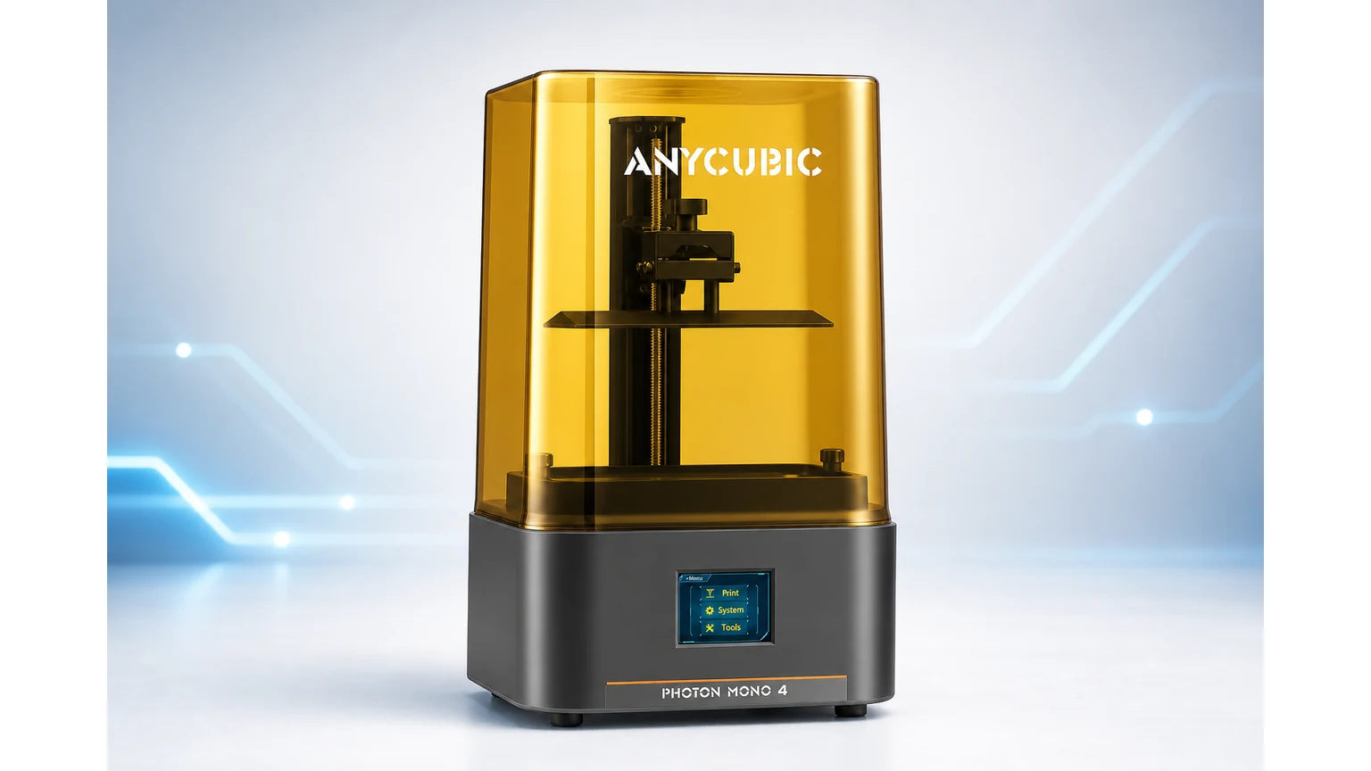 ANYCUBIC Photon Mono 4 - impresora 3D de resina, imagen MesaTEC generada con Image 2.0 desde producto original