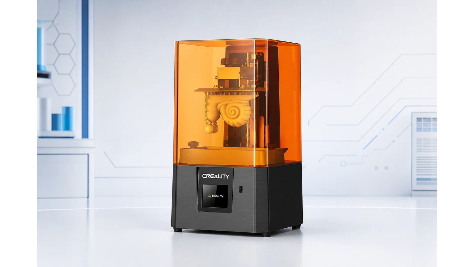 Creality Halot R6 - impresora 3D de resina, imagen MesaTEC generada con Image 2.0 desde producto original