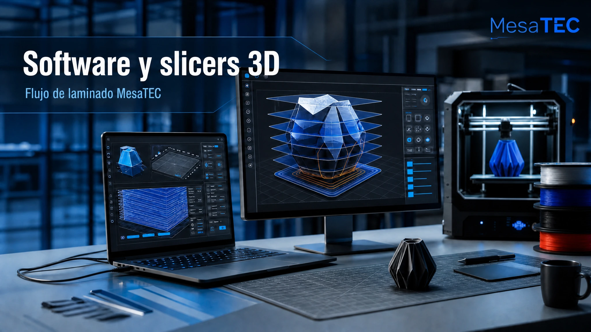 Software y slicers 3D: flujo de laminado MesaTEC para impresión 3D.