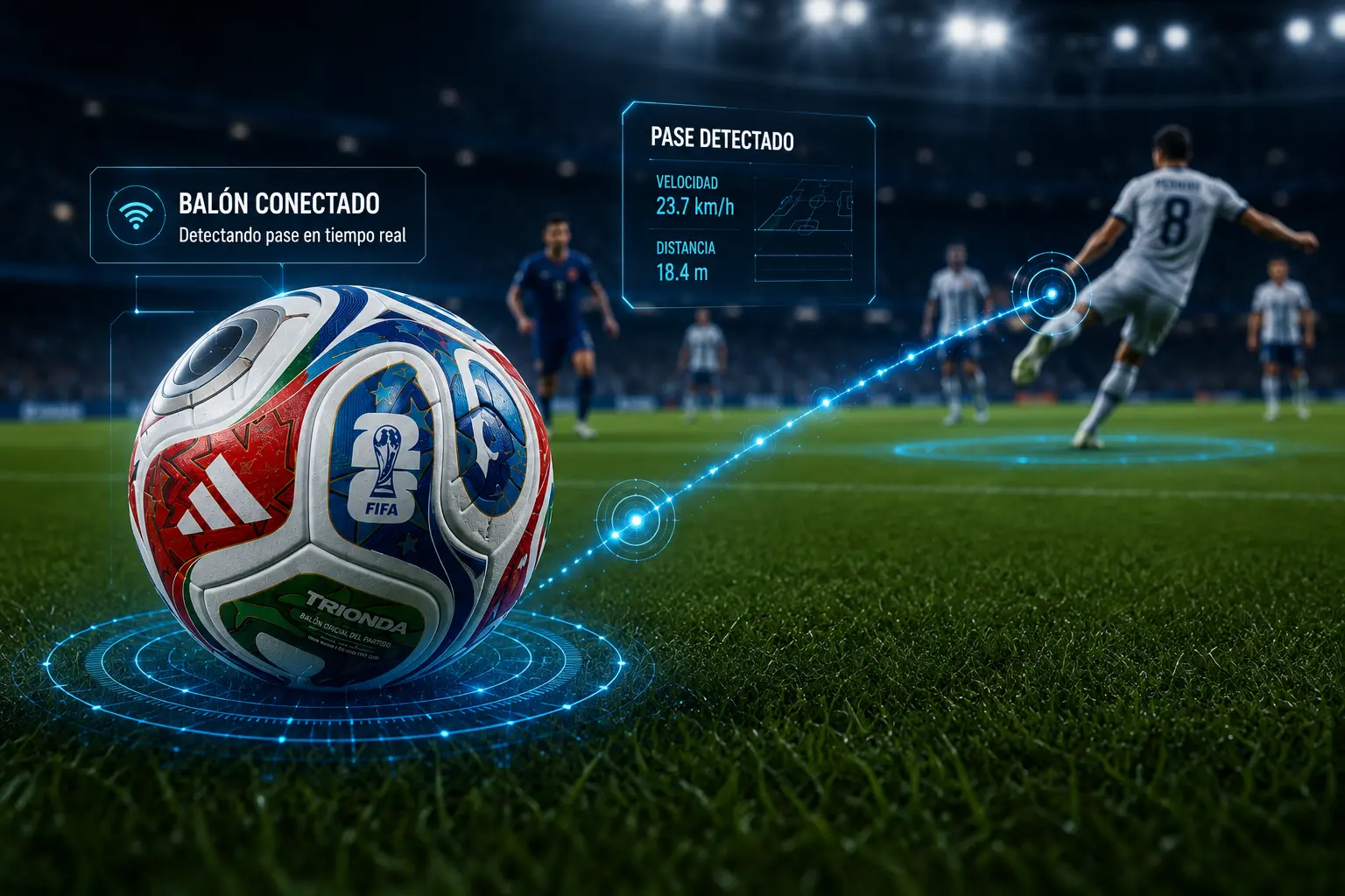 Balón conectado detectando el pase