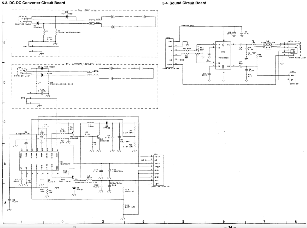 Esquema DC y sonido Sega Game Gear 1 ASIC