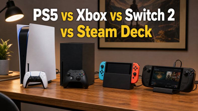 console vs — imagen editorial MesaTEC de Gaming generada con Image 2.0