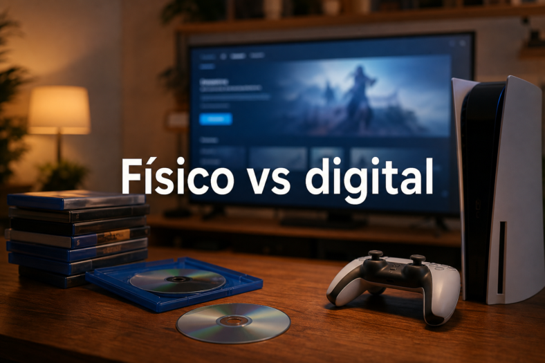 games physical — imagen editorial MesaTEC de Gaming generada con Image 2.0