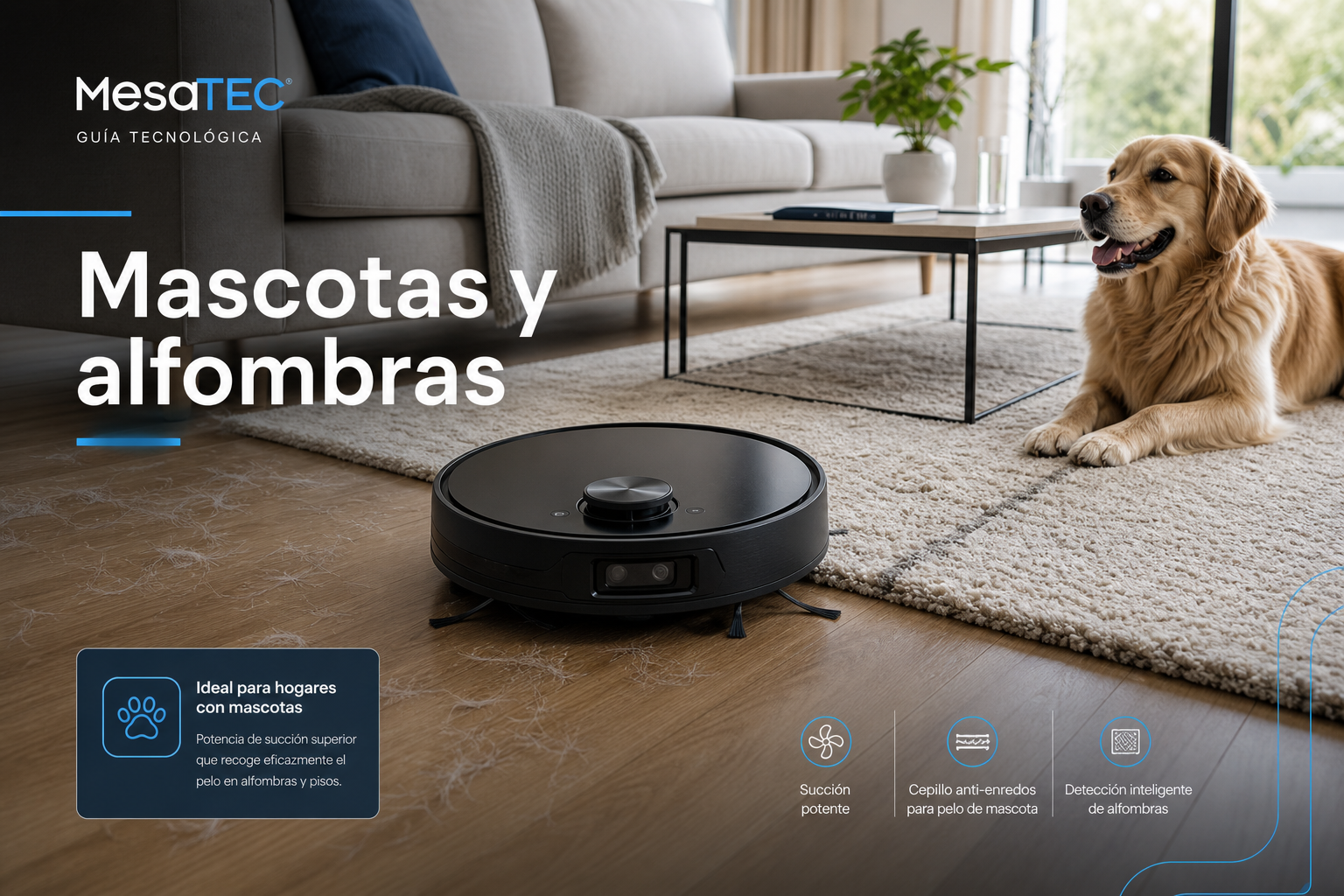 Robots aspiradores para mascotas y alfombras: pelo, cepillos, potencia y mantenimiento