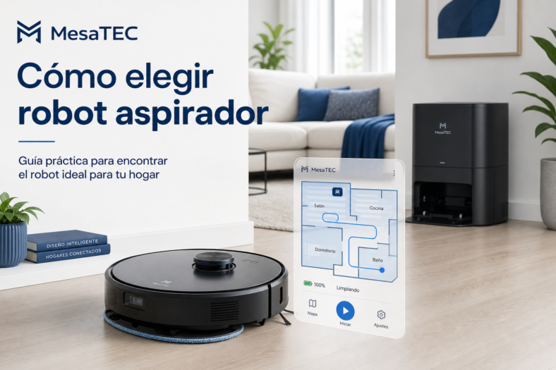 guide — imagen editorial MesaTEC para robots aspiradores, escena única generada con Image 2.0
