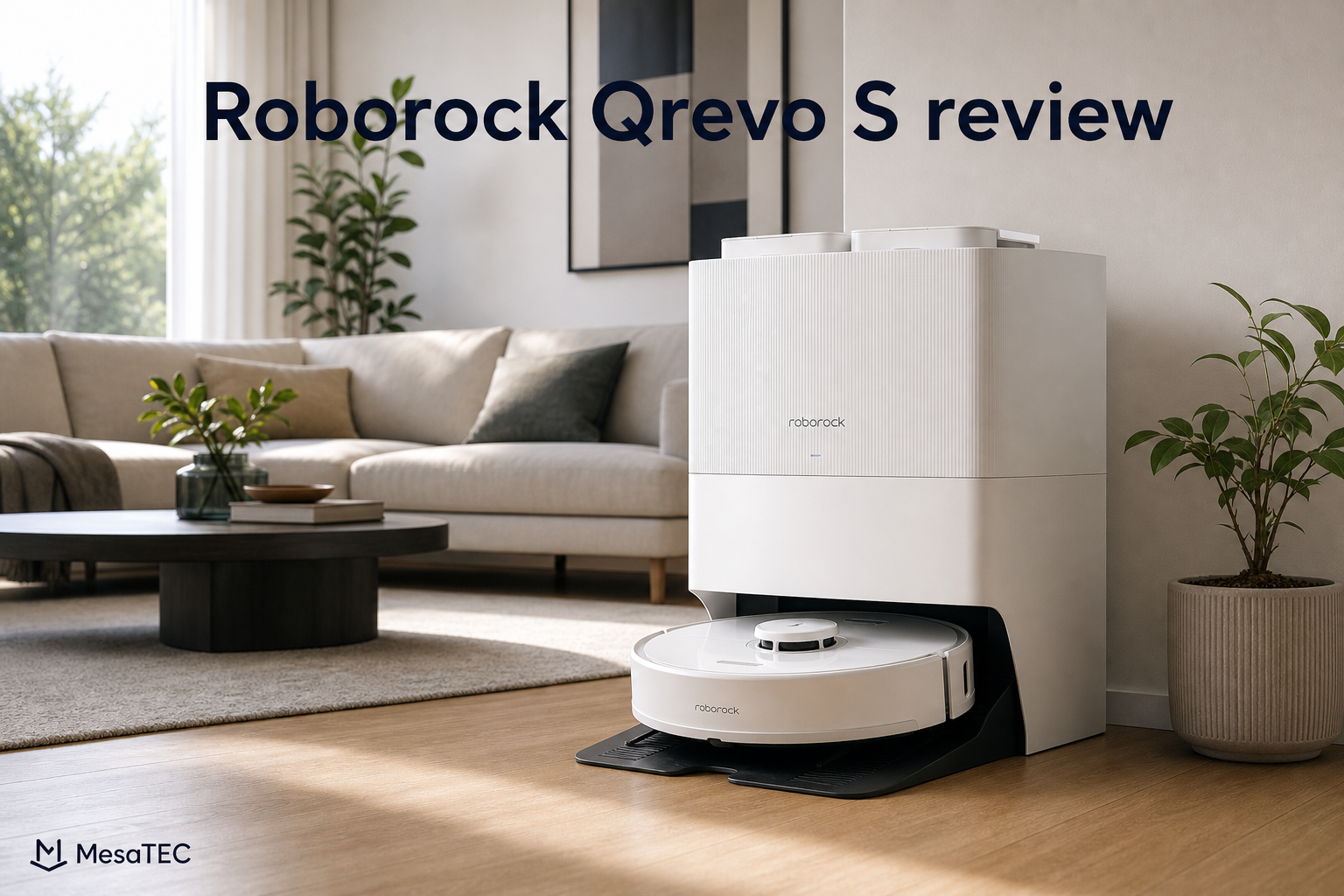 rev roborock — imagen editorial MesaTEC para robots aspiradores, escena única generada con Image 2.0