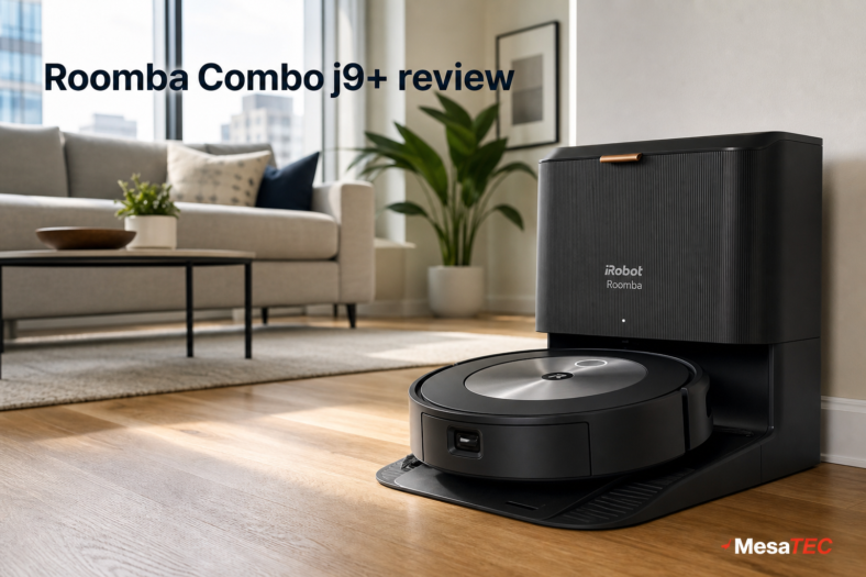 rev roomba — imagen editorial MesaTEC para robots aspiradores, escena única generada con Image 2.0